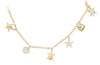 ESTATE .35CT DIAMOND 18KT YELLOW GOLD TURTLE HEART & STAR BY THE YARD BRACELET