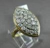 ESTATE LARGE 1.5CT DIAMOND 14K 2 TONE GOLD PAVE MARQUISE HAMMER DESIGN LOVE RING