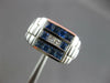 WIDE .86CT DIAMOND & AAA SAPPHIRE 18K WHITE GOLD PRINCESS SQUARE MENS RING 27175