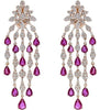 LARGE 11.57CT DIAMOND & AAA RUBY 18KT ROSE GOLD 3D PEAR SHAPE HANGING EARRINGS