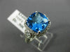 ESTATE 4.80CT DIAMOND & AAA BLUE TOPAZ 14K WHITE GOLD 3D FILIGREE HALO RING 2063