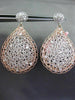 ESTATE EXTRA LARGE .36CT DIAMOND 14K WHITE & ROSE GOLD 3D WOVEN HANGING EARRINGS