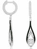 .78CT WHITE & BLACK DIAMOND 14KT WHITE GOLD 3D TEAR DROP FLOWER HANGING EARRINGS