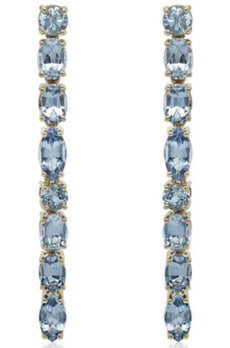 4.34CT AAA AQUAMARINE 18K YELLOW GOLD ROUND OVAL & MARQUISE FUN HANGING EARRINGS