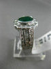 ESTATE 2.19CT DIAMOND & EMERALD 18K WHITE GOLD OVAL FLOWER BEZEL ENGAGEMENT RING