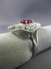 ESTATE EXTRA LARGE 3.05CT DIAMOND & AAA PEAR SHAPE RUBY 14KT WHITE GOLD 3D RING
