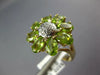 ESTATE WIDE 3.90CT DIAMOND & AAA PERIDOT 14KT TWO TONE GOLD 3D FLOWER FUN RING