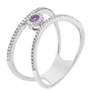 .24CT DIAMOND & AAA PINK SAPPHIRE 14KT WHITE GOLD 3D FLOWER DOUBLE BAND FUN RING