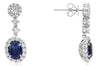 5.34CT DIAMOND & AAA SAPPHIRE 18KT WHITE GOLD OVAL & ROUND FUN HANGING EARRINGS