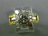 ESTATE WIDE .75CT DIAMOND 18KT TWO TONE GOLD SQUARE BEZEL ENGAGEMENT RING #9804