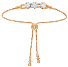 .96CT DIAMOND 18KT WHITE & ROSE GOLD 3 FLOWER FLOATING ADJUSTABLE LOVE BRACELET