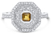 .67CT DIAMOND & AAA CITRINE 14KT WHITE GOLD EMERALD CUT & ROUND DOUBLE HALO RING