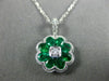 ESTATE 1.22CT DIAMOND & AAA EMERALD 18KT WHITE GOLD 3D FILIGREE FLOATING PENDANT