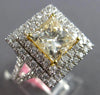 GIA EXTRA LARGE 2.72CT WHITE & FANCY YELLOW DIAMOND 18KT 2 TONE GOLD SQUARE RING