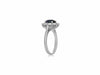 LARGE GIA CERTIFIED 4.0CT DIAMOND & AAA SAPPHIRE 14K WHITE GOLD ENGAGEMENT RING