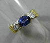 ESTATE 1.06CT DIAMOND & TANZANITE 14K 2TONE GOLD SEMI BEZEL ENGAGEMENT RING 2622