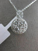 ESTATE LARGE 1.26CT DIAMOND 18KT WHITE GOLD CLUSTER HALO FLOWER FLOATING PENDANT