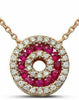 ESTATE .42CT DIAMOND & AAA RUBY 14KT WHITE GOLD 3D HEART CIRCLE OF LIFE PENDANT