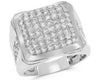 ESTATE 2.65CT ROUND CUT DIAMOND 14KT WHITE GOLD 3D PAVE SQUARE MEN'S RING