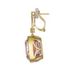 LARGE 54.06CT DIAMOND & AAA KUNZITE 18KT YELLOW GOLD 3D CUSHION & ROUND EARRINGS