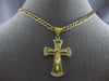 ESTATE LARGE .40CT DIAMOND 14KT YELLOW GOLD 3D CRUCIFIX CROSS MENS NECKLACE