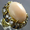 LARGE 1.50CT DIAMOND AAA SAPPHIRE & CORAL 18KT YELLOW GOLD OVAL FLOWER FUN RING