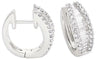 .96CT DIAMOND 14K WHITE GOLD ROUND & BAGUETTE CLASSIC GRADUATING HUGGIE EARRINGS