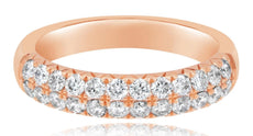 .80CT DIAMOND 14KT ROSE GOLD ROUND 2 ROW SEMI ETERNITY WEDDING ANNIVERSARY RING