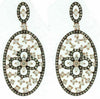 ESTATE LARGE 1.97CT WHITE & CHOCOLATE FANCY DIAMOND 14KT ROSE GOLD OVAL EARRINGS