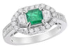 1.81CT DIAMOND & AAA EMERALD 18KT WHITE GOLD MULTI SHAPE OCTAGON ENGAGEMENT RING