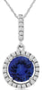 ESTATE 1.11CT DIAMOND & AAA TANZANITE 14K WHITE GOLD ROUND HALO FLOATING PENDANT