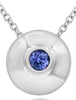 ESTATE .17CT AAA TANZANITE 14K WHITE GOLD ROUND BEZEL SOLITAIRE FLOATING PENDANT