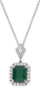 ESTATE 2.73CT DIAMOND & AAA EMERALD 14KT WHITE GOLD SQUARE HALO OCTAGON NECKLACE