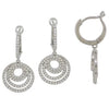 ESTATE .89CT DIAMOND 14K WHITE GOLD 3D MULTI CIRCULAR LEVERBACK HANGING EARRINGS