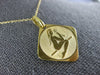 ESTATE 18K YELLOW GOLD 3D SQUARE HANDCRAFTED LADY ETCHED FLOATING PENDANT #25044