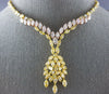 LARGE 27.42CT MULTI COLOR DIAMOND 18KT TRI COLOR GOLD MULTI LEAF TENNIS NECKLACE