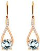 2.40CT DIAMOND & AAA AQUAMARINE 14KT ROSE GOLD ROUND TEAR DROP HANGING EARRINGS