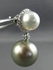 EXTRA LARGE .45CT DIAMOND & SOUTH SEA TAHITIAN PEARL 18KT WHITE GOLD 3D EARRINGS