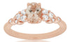 0.92CT DIAMOND & AAA MORGANITE 14KT ROSE GOLD 3D CLASSIC OVAL & ROUND LOVE RING