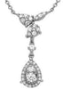 ESTATE .40CT DIAMOND 14KT WHITE GOLD ROUND PEAR SHAPE TEAR DROP LARIAT NECKLACE