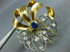 ANTIQUE LARGE 2.80CT DIAMOND & AAA SAPPHIRE 14KT 2 TONE GOLD FLOWER BROOCH #2402