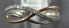 ESTATE .08CT DIAMOND 14KT WHITE & ROSE GOLD 3D MULTI ROW CRISS CROSS X LOVE RING
