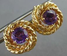 LARGE 1.90CT AAA AMETHYST 14KT YELLOW GOLD 3D CIRCULAR LOVE KNOT EARRINGS #27700