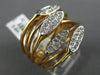 ESTATE LARGE .50CT DIAMOND 14K ROSE GOLD 3D MULTI ROW CRISS CROSS PAVE LOVE RING