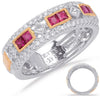 WIDE .77CT DIAMOND & AAA RUBY 14K WHITE & ROSE GOLD 3D FILIGREE ANNIVERSARY RING
