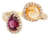 ESTATE 1.45CT DIAMOND & AAA CITRINE & AMETHYST 18KT YELLOW GOLD CRISS CROSS RING
