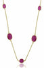 ESTATE 27.85CT AAA RUBY 14KT YELLOW GOLD 3D OVAL BY THE YARD LOVE NECKLACE