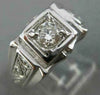 ANTIQUE .51CT OLD MINE ROUND DIAMOND 14KT WHITE GOLD GYPSY MENS RING 10mm #19338