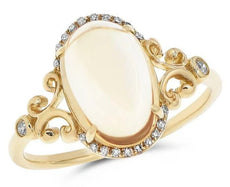 2.78CT DIAMOND & AAA CITRINE 14KT YELLOW GOLD 3D OVAL & ROUND OPEN FILIGREE RING