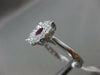 ESTATE LARGE 1.0CT DIAMOND & AAA RUBY 14K WHITE GOLD 3D FILIGREE ENGAGEMENT RING